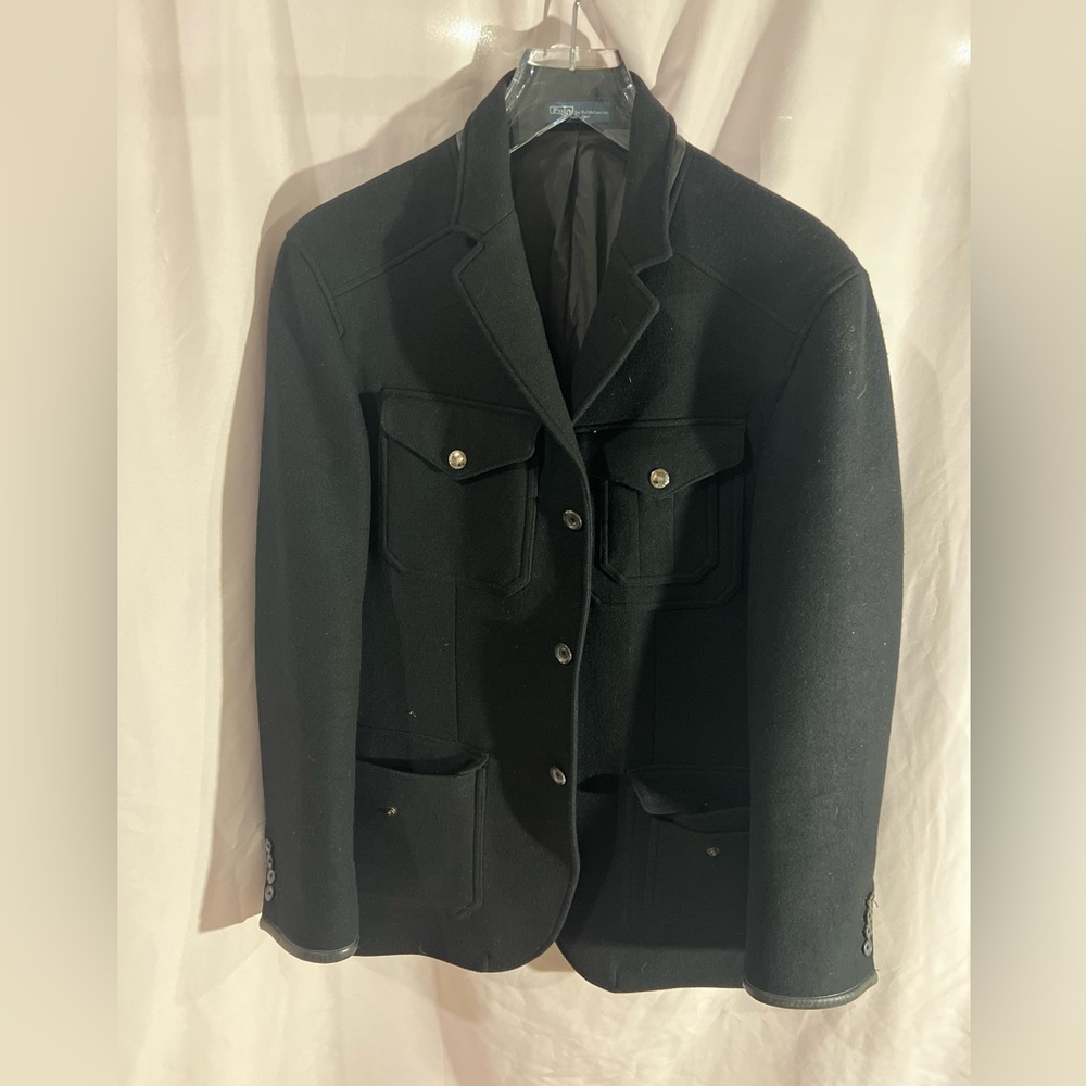 Polo by Ralph Lauren Black Military Coat Size L